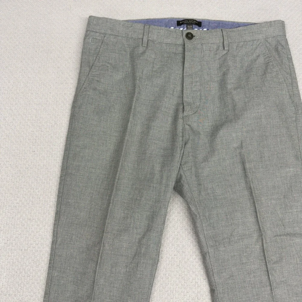 Banana Republic Kentfield Pant Mens 34x30 Gray Cotton Chino Trousers Preppy